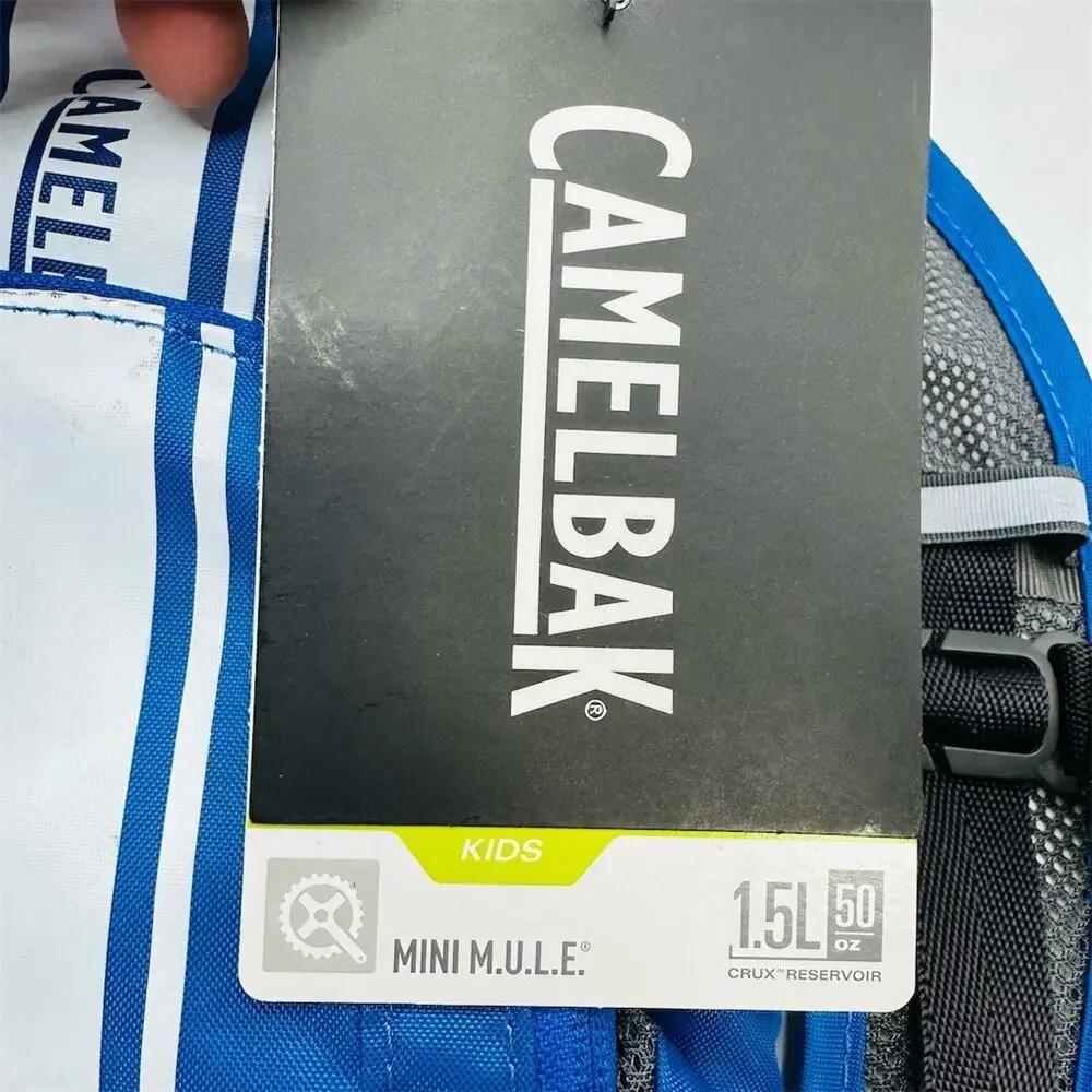 CamelBak Kids Mini M.U.L.E. Hydration Pack Backpack Blue White Stripe 50oz